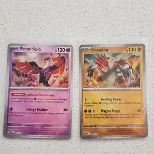 Fezandipiti & Groudon Holo Pokemon cards